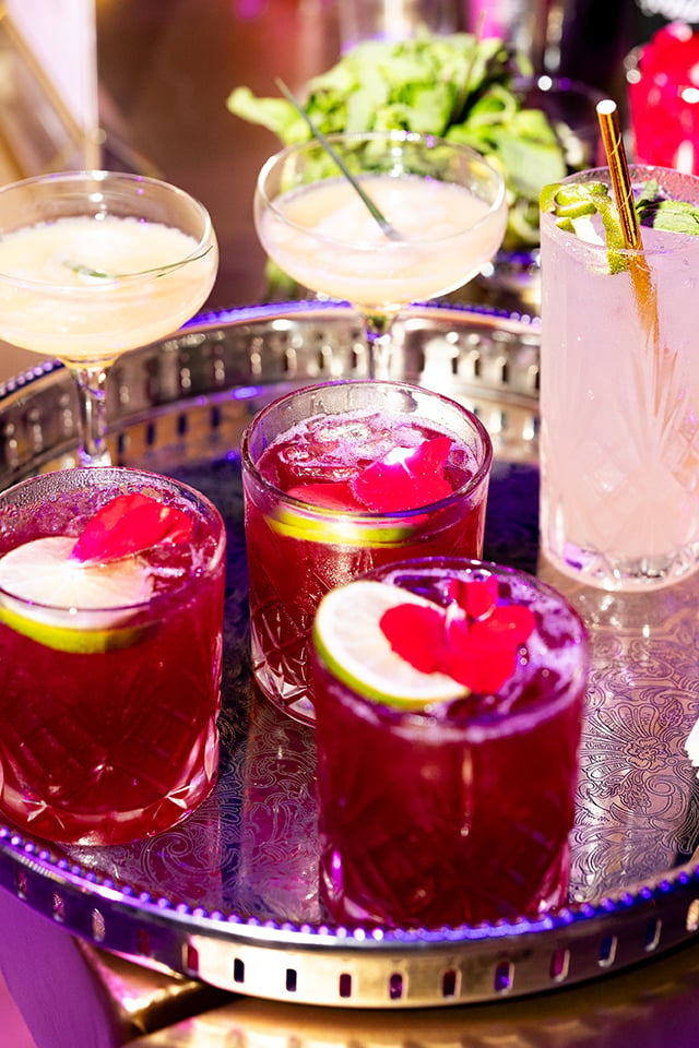 Picture of cocktails on a silver platter